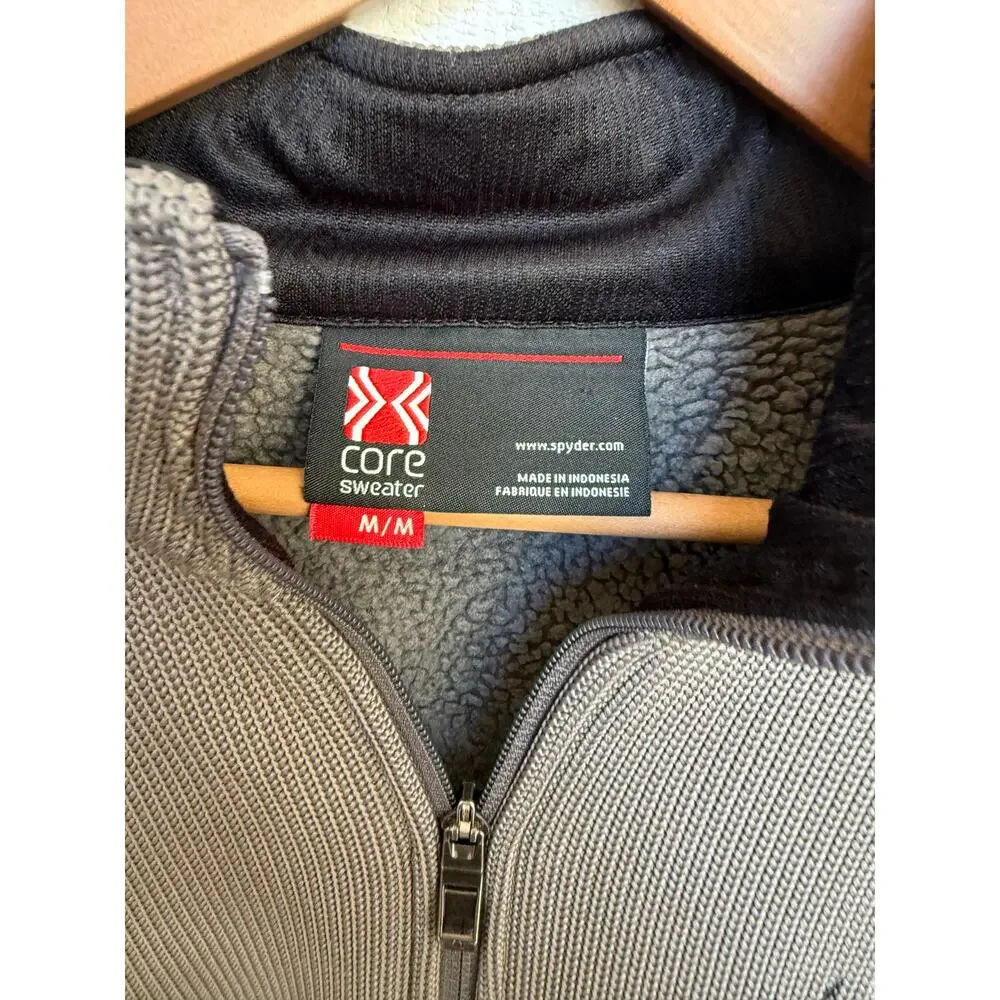 SPYDER Men's Core Sweater Knit Jacket Grey Black Insulated Zipper Pockets sz M